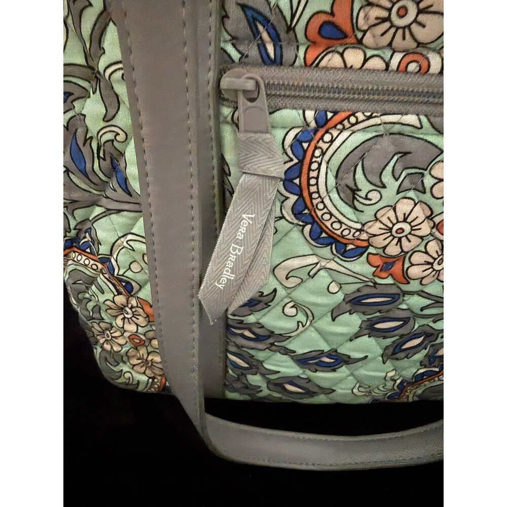 Vera Bradley Authentic Fan Flowers Quilted Zipper Mandy Tote Bag Zipper Purse - Picture 5 of 5